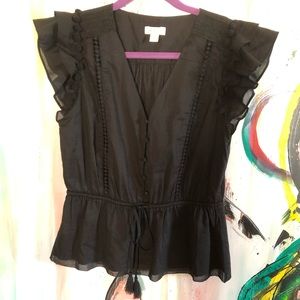 J.Crew Point Sur pom-pom top in cotton